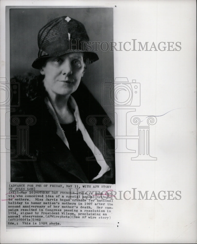 1962 Press Photo Anna Miss Jarvis Mother Day Wilson - RRW95187 - Historic Images