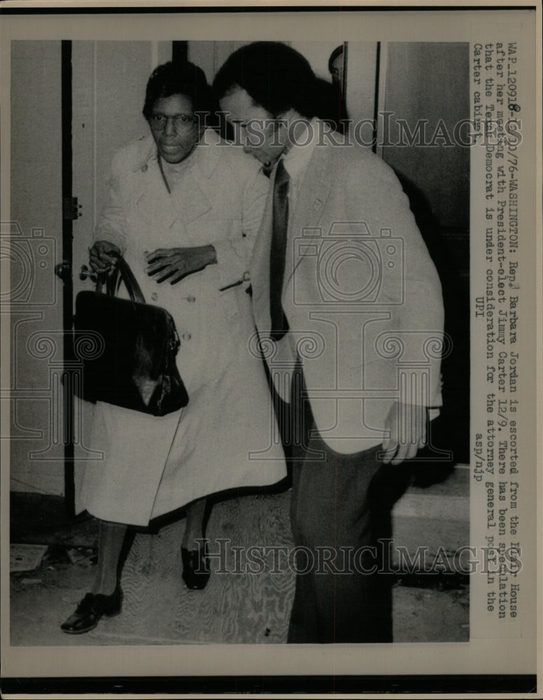 1976 Press Photo Rep Barbara Jordan Jimmy Carter elect - RRW95407 - Historic Images