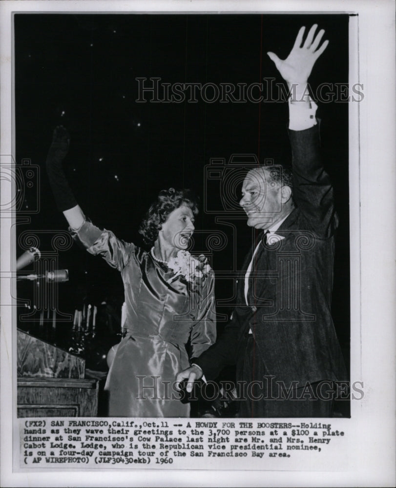 1960 Press Photo Mr Mrs Henry Cabot Lodge San Francisco - RRW95409 - Historic Images