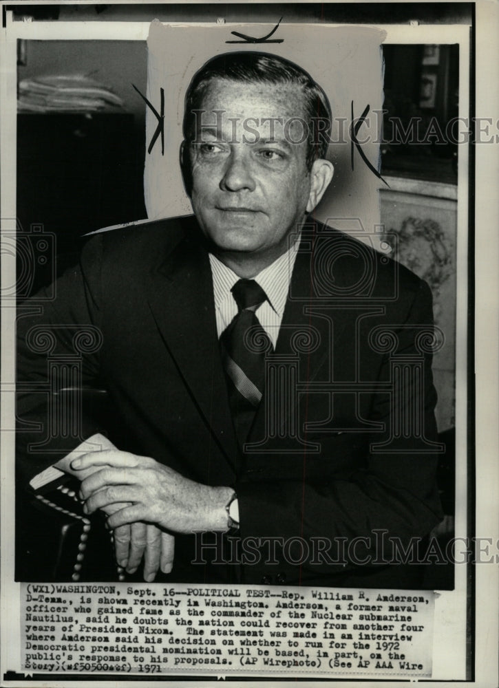 1971 Press Photo Rep William Anderson politician naval - RRW95437 - Historic Images