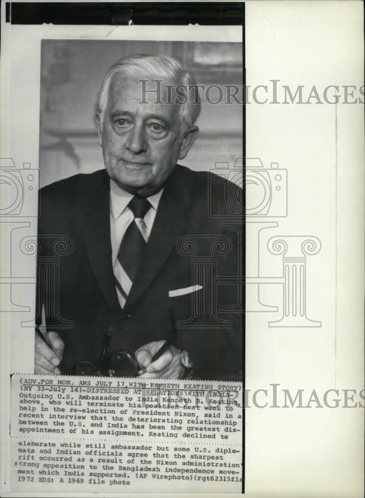 1969 Press Photo Ambassador India Kenneth Keating Nixon - RRW95605 - Historic Images