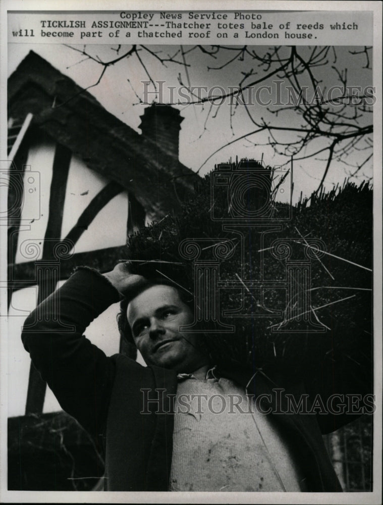 1966 Press Photo Reeds For Roof On London House - RRW95967 - Historic Images