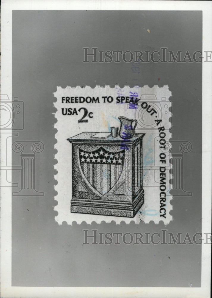 1981 Press Photo Freedom to speak out stamp - RRW97391 - Historic Images