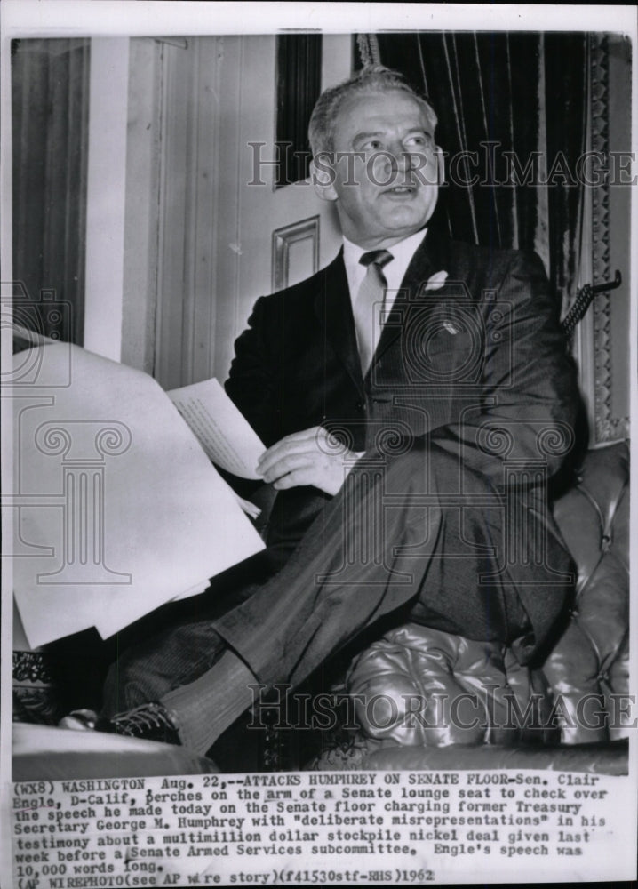 1962 Press Photo Sen. Clair Engle - RRW97771 - Historic Images