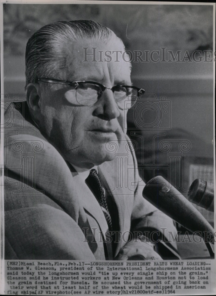 1964 Press Photo THOMAS W. GLEASON PRESIDENT - RRW97783 - Historic Images