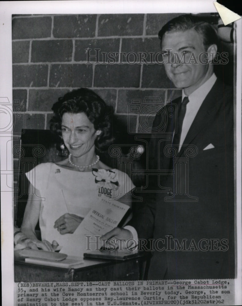 1962 Press Photo George Cabot Lodge wife Nancy ballot - RRW97819 - Historic Images