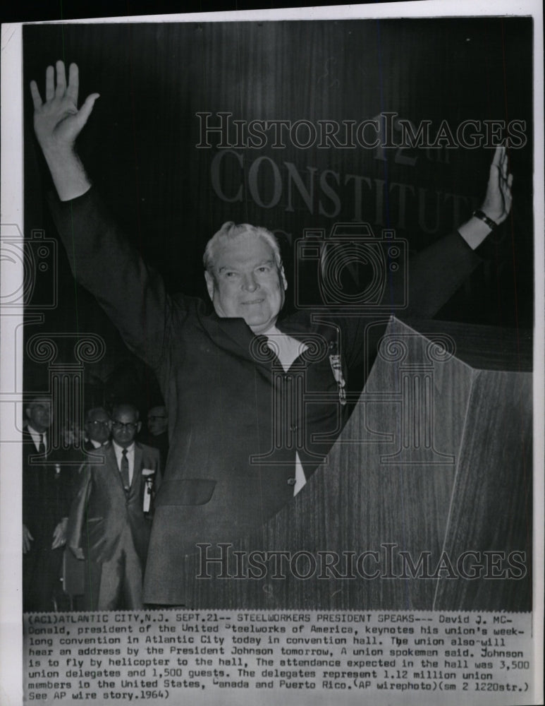 1964 Press Photo David McDonald president steelworkers - RRW97857 - Historic Images