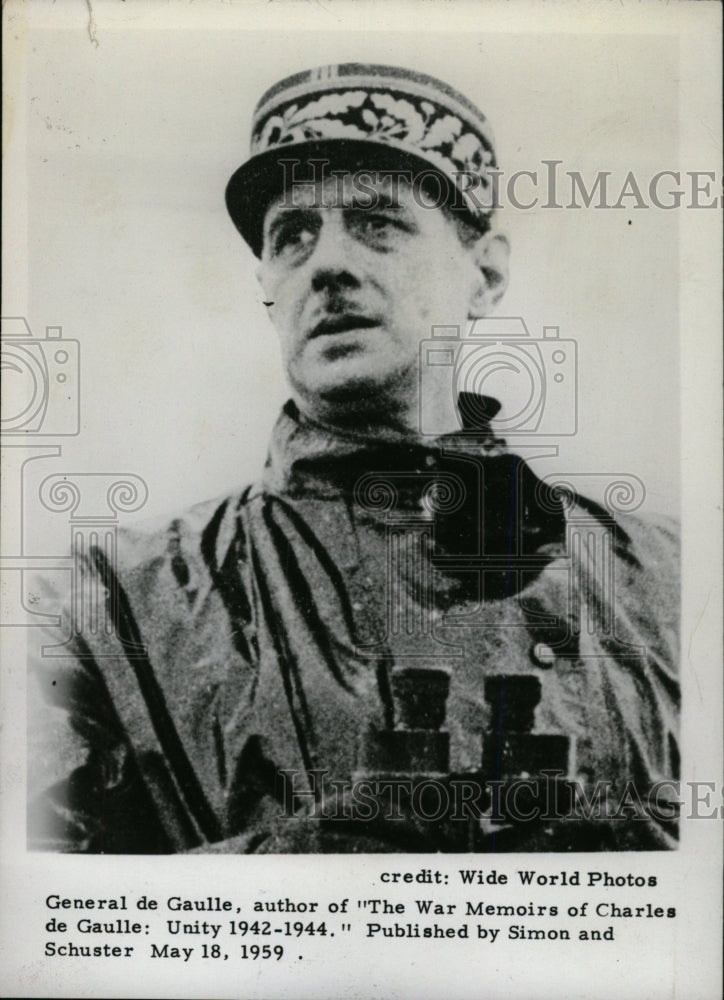 1959 Press Photo General de Gaulle author - RRW98249 - Historic Images