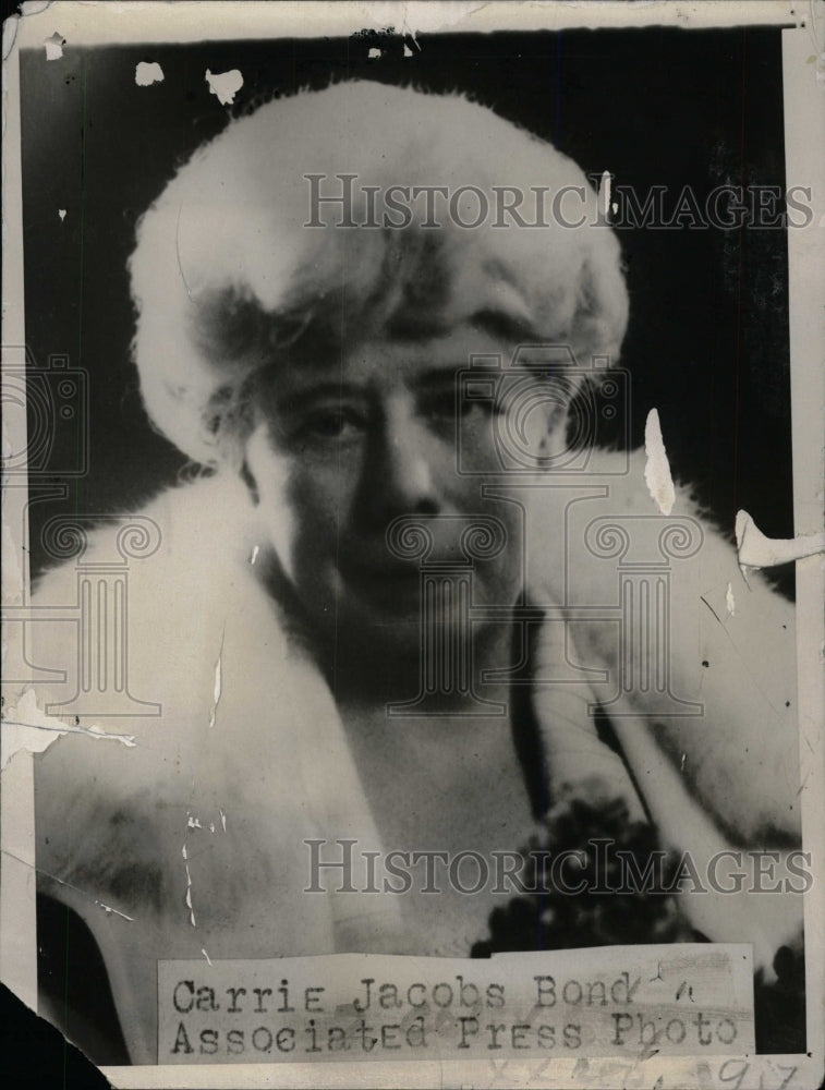 1947 Press Photo Carrie Jacobs American Singer Pianist - RRW98353 - Historic Images