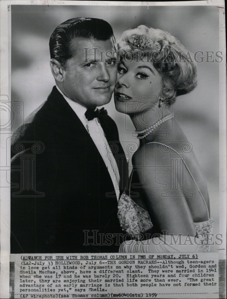 1959 Press Photo Actors Gordon And Shelia MacRae - RRW98735 - Historic Images