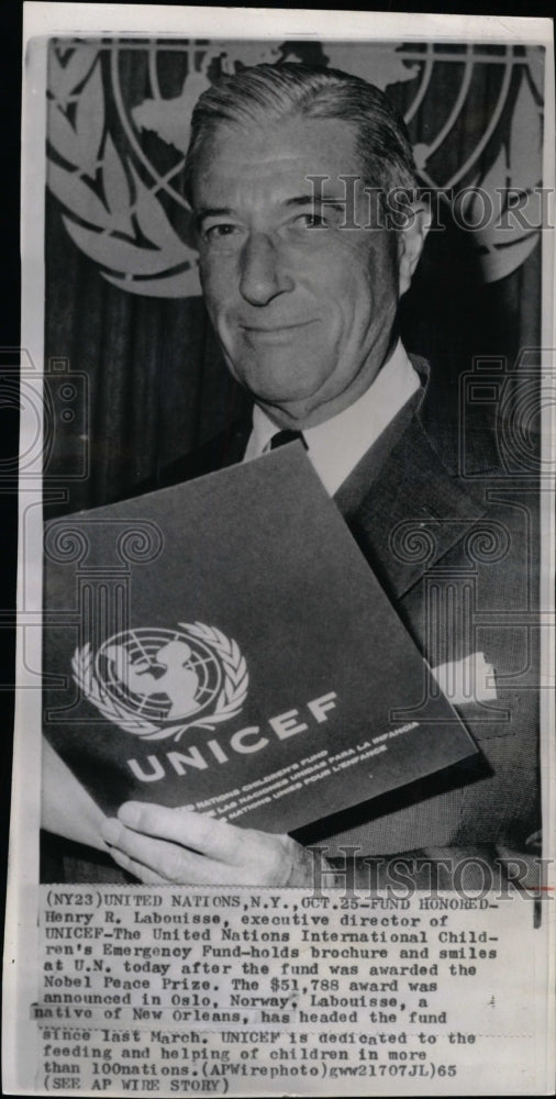 1965 Press Photo Henry R. Labouisse honored by UNICEF - RRW98773 - Historic Images