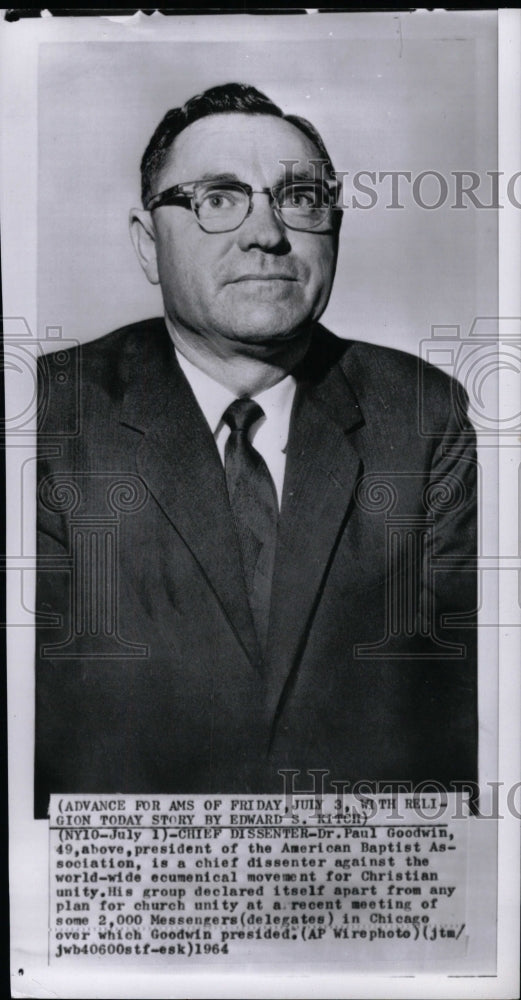 1964 Photo Amer. Baptist Assoc Pres. Dr Paul Goodwin - RRW98795 - Historic Images