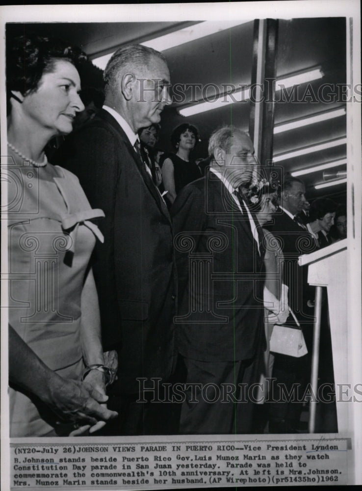 1962 Photo VP Lyndon B Johnson Views Parade In P.R. - RRW98855 - Historic Images