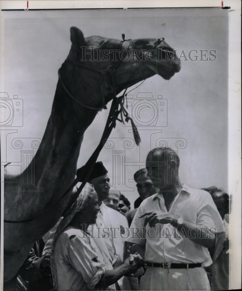 1961 Press Photo VP Johnson With Camel Pakistan - RRW98911 - Historic Images