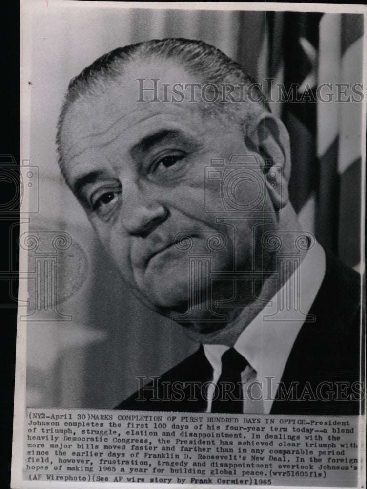 1965 Press Photo President Johnson completes first 100 - RRW98959 - Historic Images