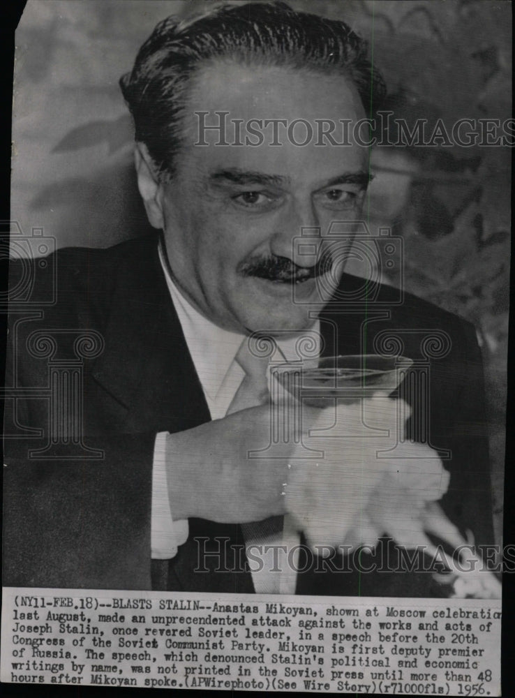 1956 Press Photo Mikoyan Moscow Celebration Speaking - RRW99001 - Historic Images