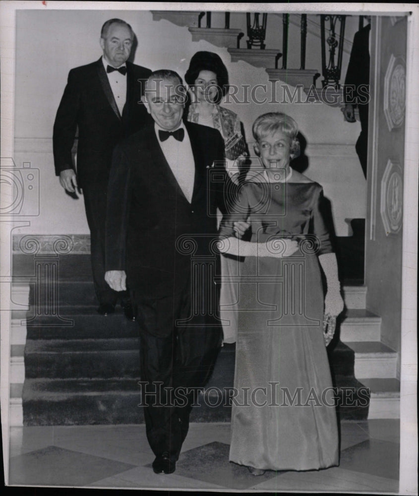 1965 Press Photo Pres Johnson Escorts Humphrey Dinner - RRW99027 - Historic Images