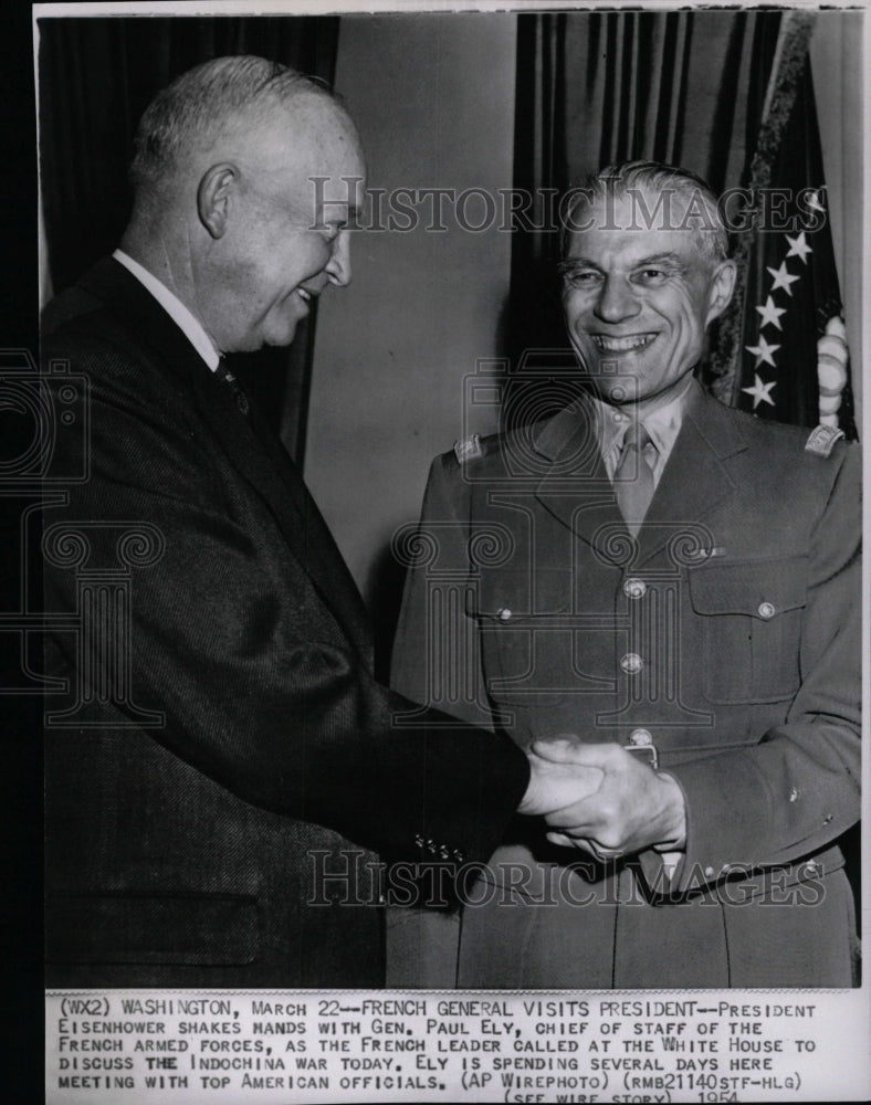 1954 Press Photo President Eisenhower Gen. Paul Ely - RRW99291 - Historic Images