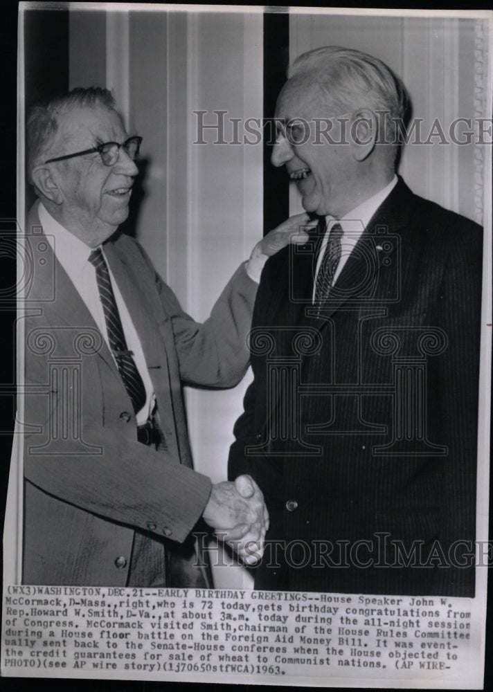 1963 Press Photo House Speaker John W. McCormack - RRW99433 - Historic Images