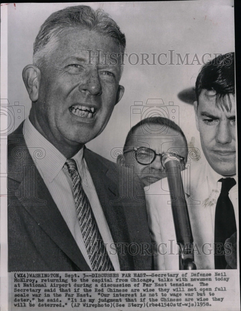 1958 Press Photo Secy Defense McElroy Speaking Far East - RRW99445 - Historic Images