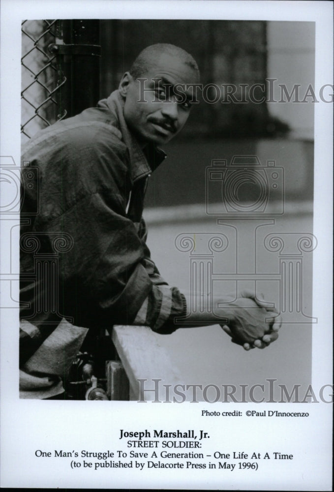 1996 Press Photo Joseph Marshall Street Soldier One Man - RRW99597 - Historic Images