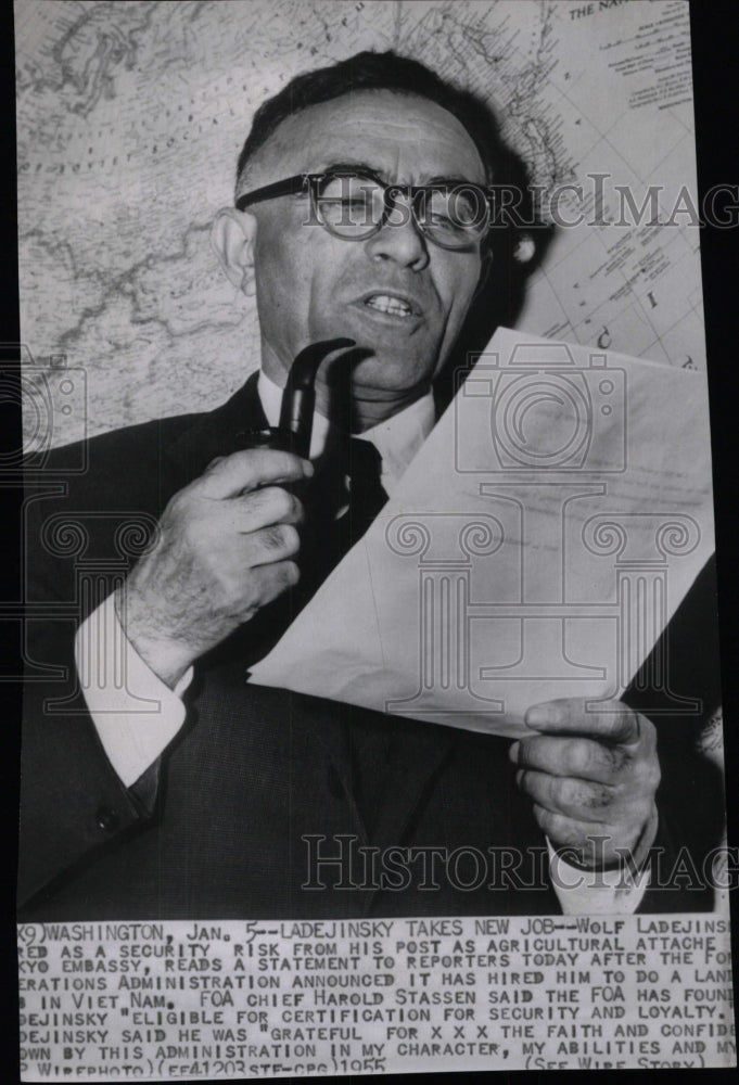 1955 Press Photo Ladejinsky Announcing New Job Vietnam - RRW99713 - Historic Images