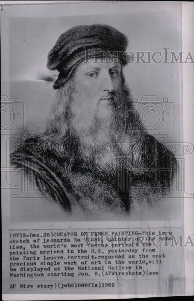 1962 Press Photo Sketch of Leonardo Da Vinci Sent To US - RRW99749 - Historic Images