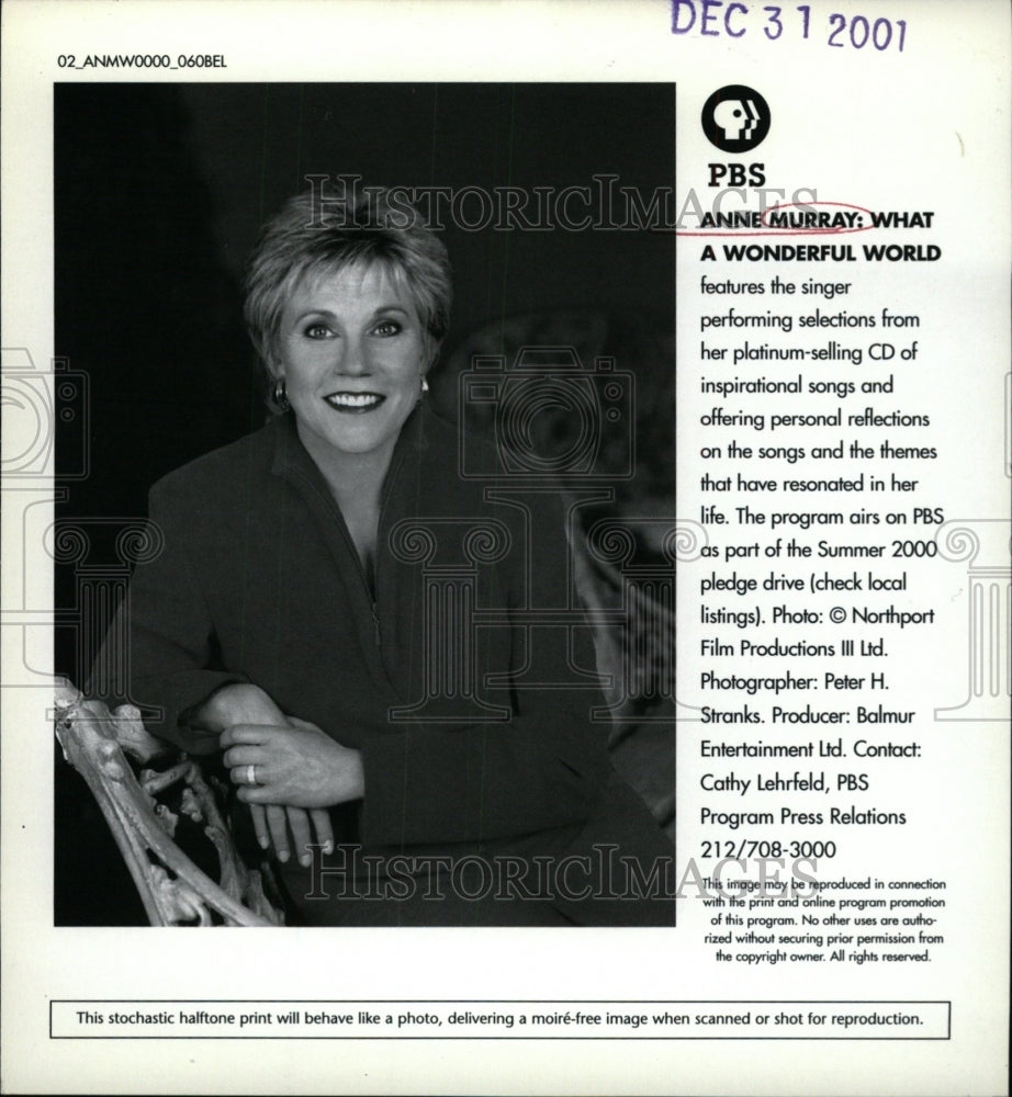 2001 Press Photo Anne Murray Wonderful World Stranks - RRW99997 - Historic Images