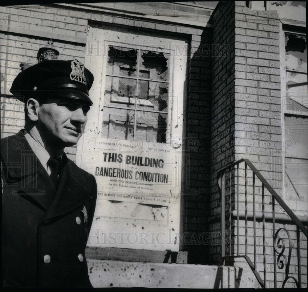 1961 Police Officer Mike De Bella Sign Door - Historic Images