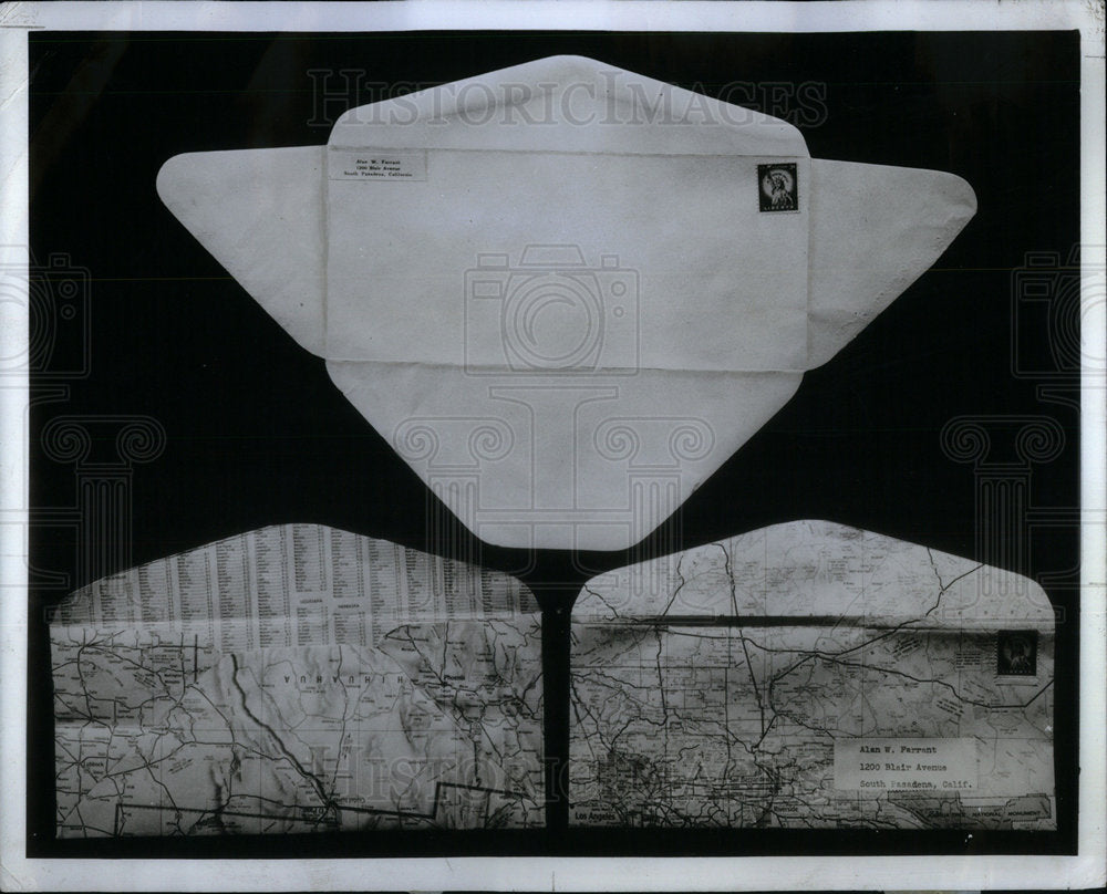 1977 Envelope Map Cut Folded Around Intrest - Historic Images