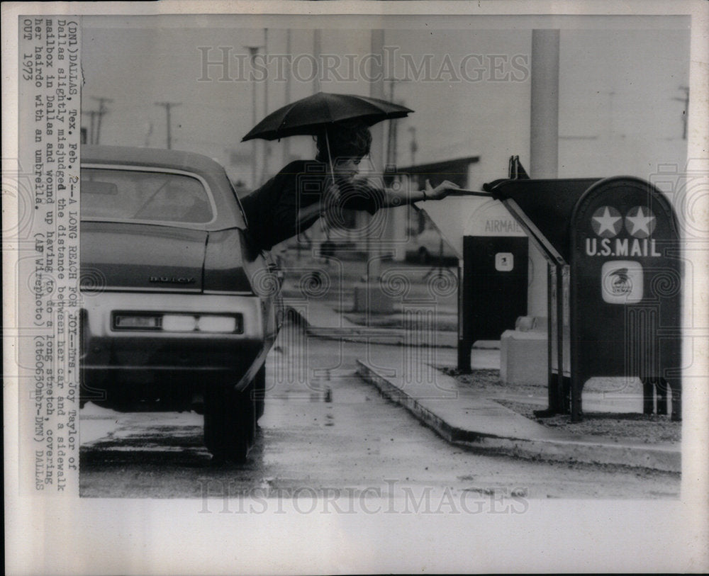 1973  Mrs Joy Taylor mailbox postal service - Historic Images