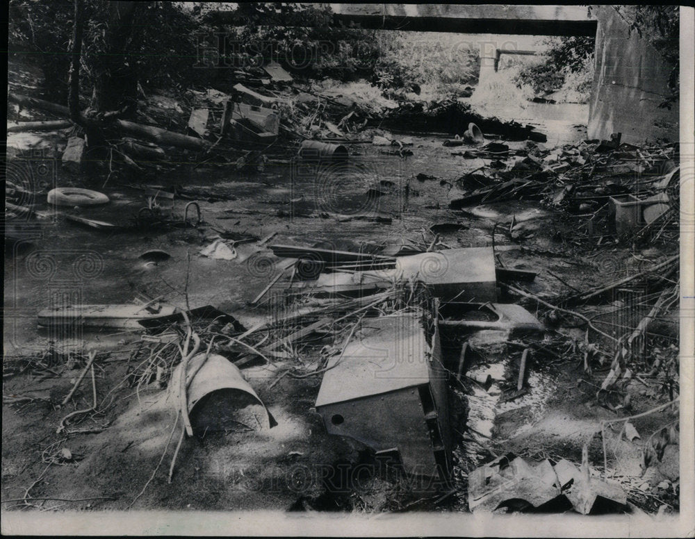 1970 Trashes clogging the creek's bank.-Historic Images