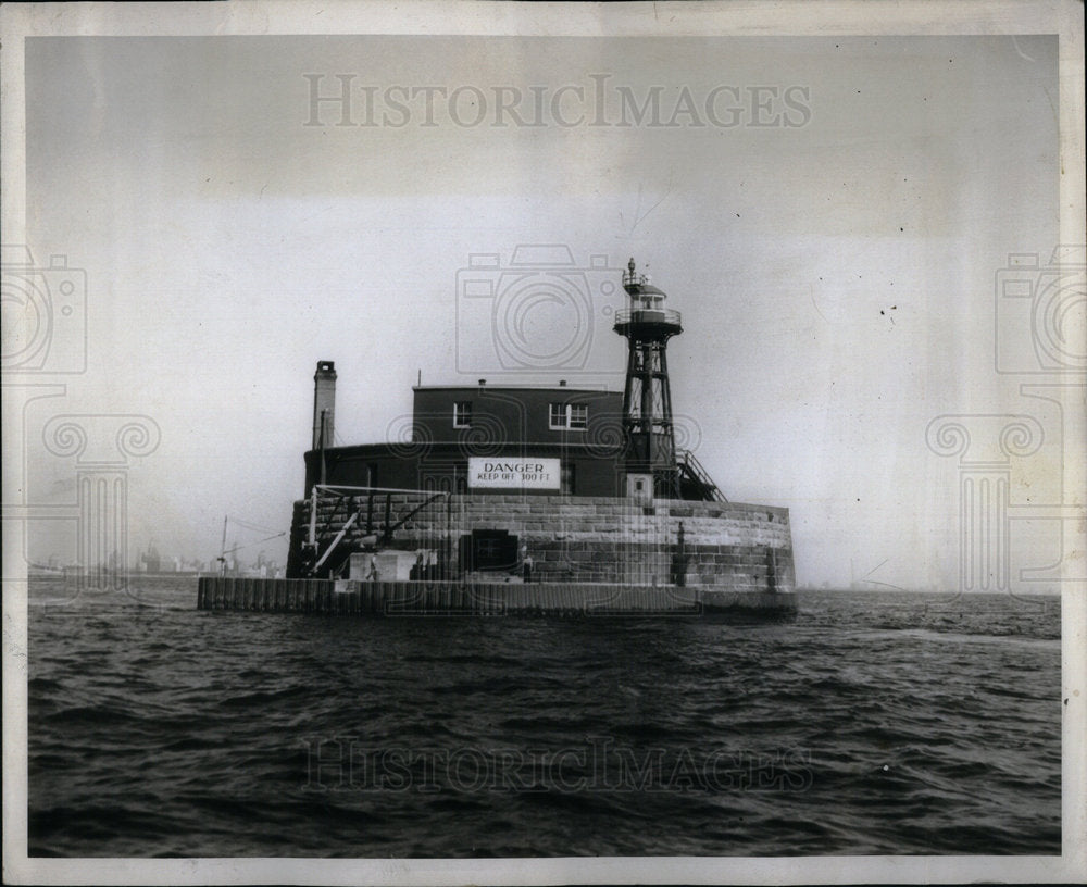 1946 Lonely Outpost in lake is 4 mile Crib. - Historic Images