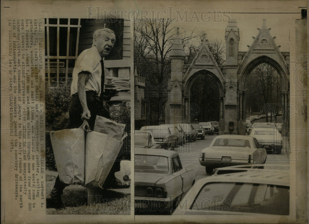 1971 Herbert Wiirth peddler selling funeral - Historic Images