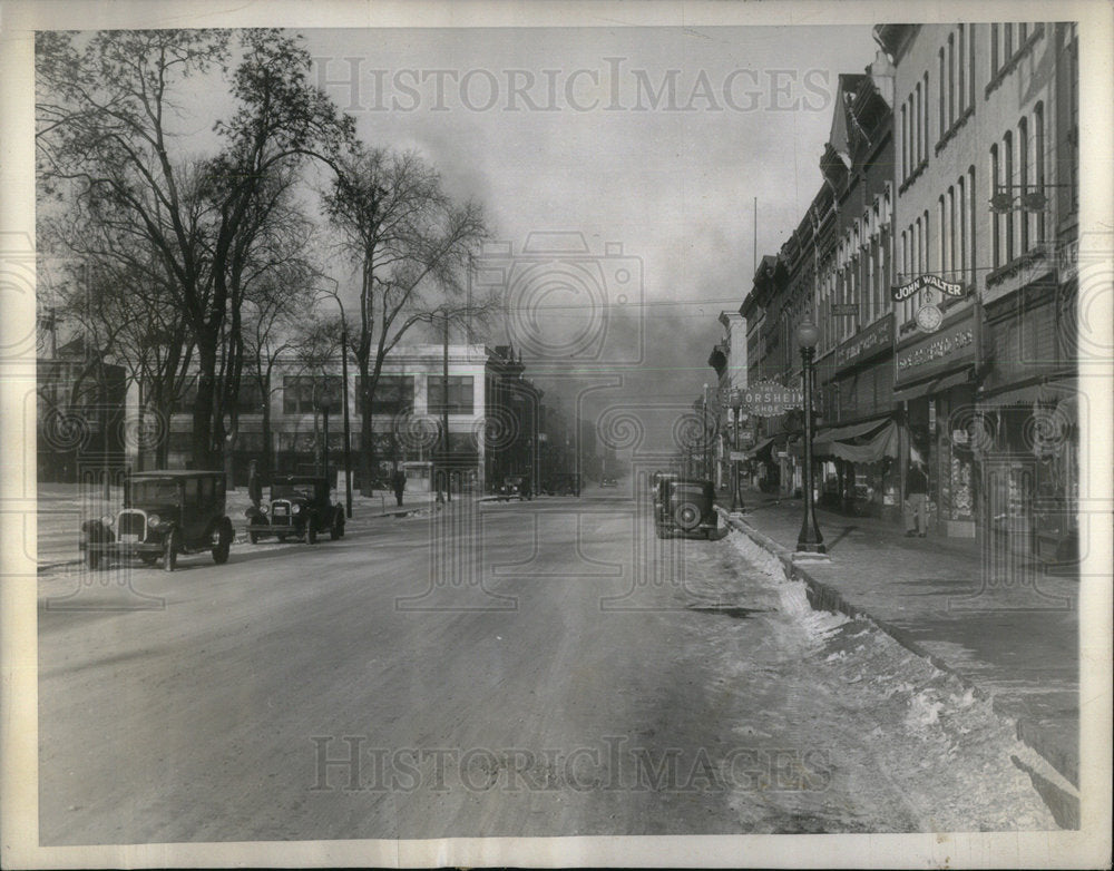 1936 Food Stores main street jammed town - Historic Images