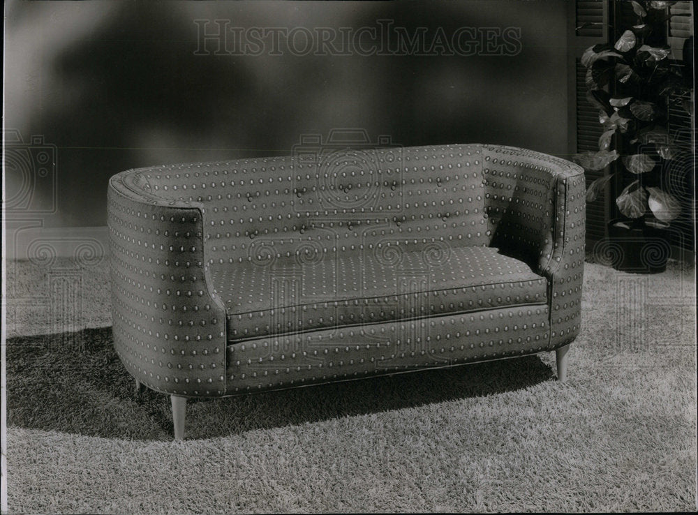 1955 Love Seat Walnut Leg Rubber Cushion - Historic Images