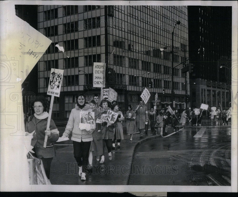 1961 Peace Marchers Parade Chicago Area - Historic Images