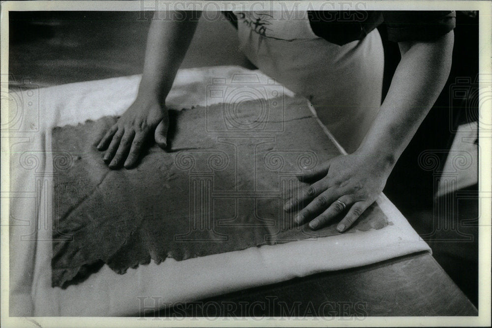 1981 Chef Making Pasta Roll Sheet - Historic Images