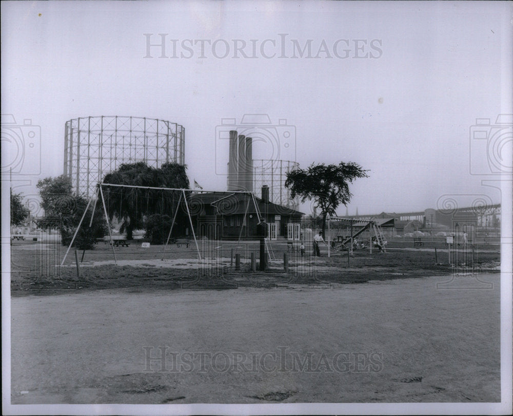 1957 Riverside Park Playground/Swings/Mich. - Historic Images