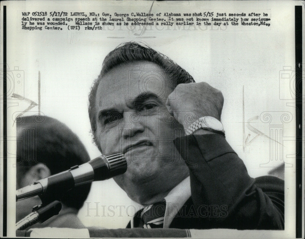 1972 Gov. George C. Wallace Alabama shot wh - Historic Images