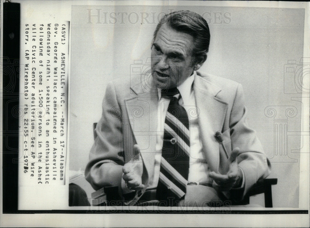 1976 Alabama Gov. George Wallace - Historic Images