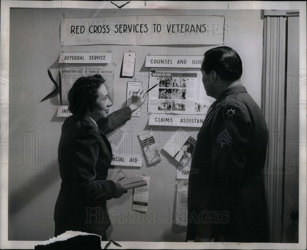 1946 Serviceman discharged from Red Cross - Historic Images