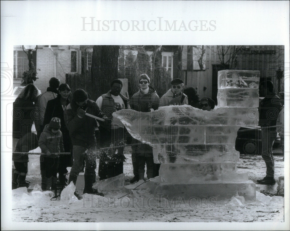 1989 Ice Sculpture Plymouth Michigan - Historic Images