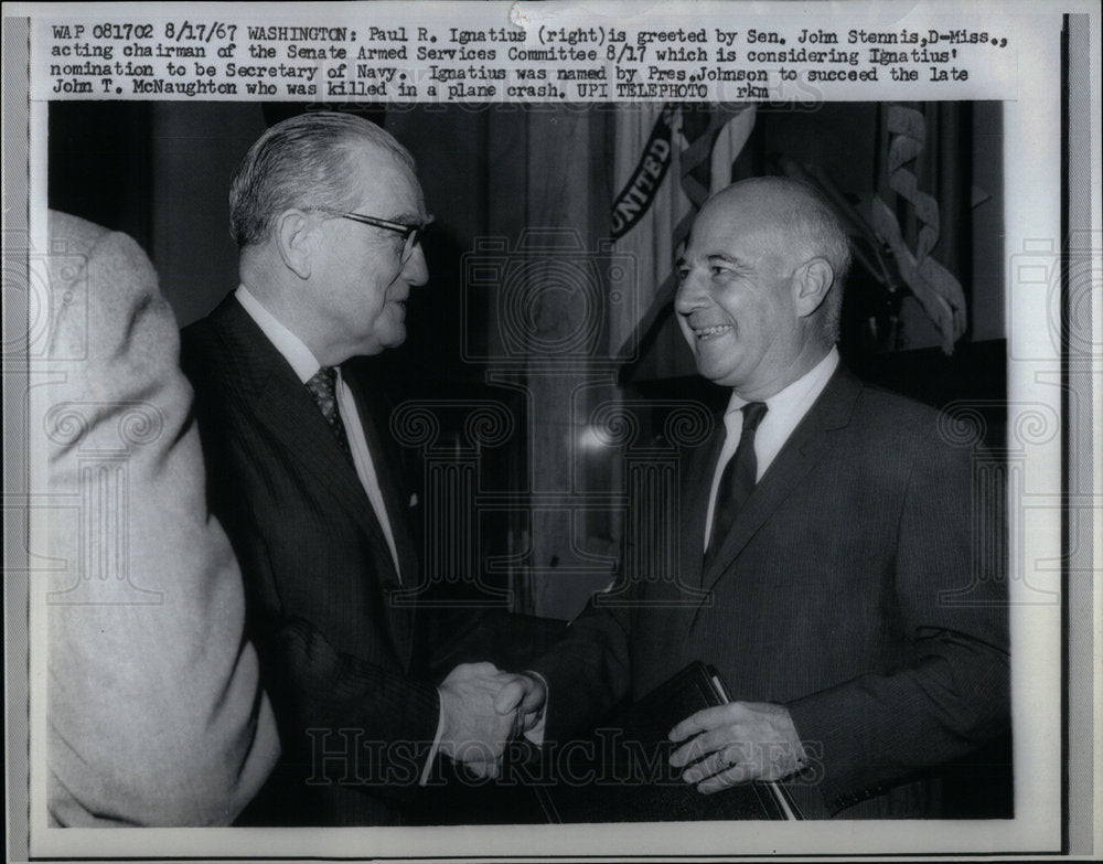 1967 Paul Ignatius Greeted by John Stennis - Historic Images