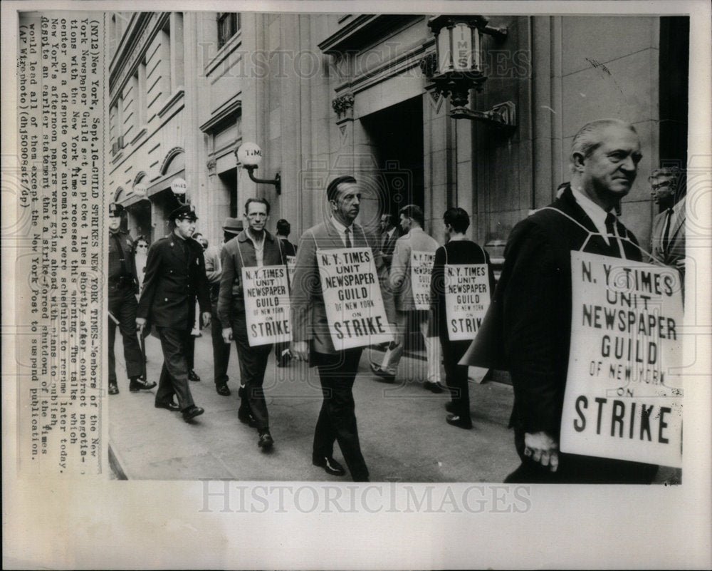 1965 Guild Strike picket New York Newspaper - Historic Images