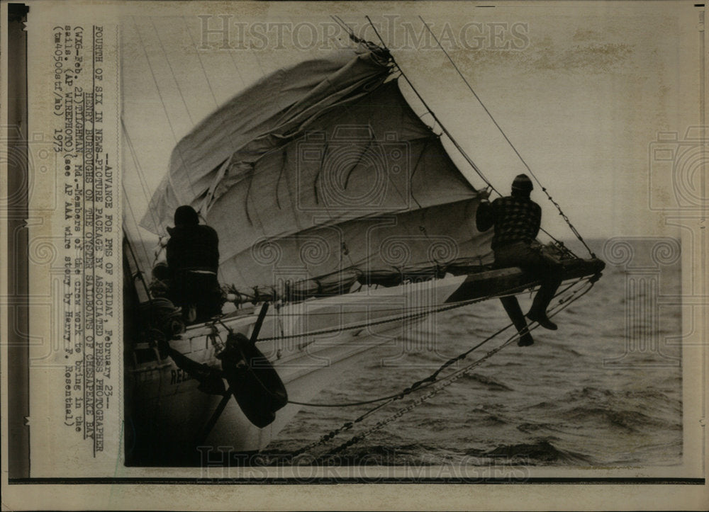 1973 Oyster boats crew work members sails - Historic Images