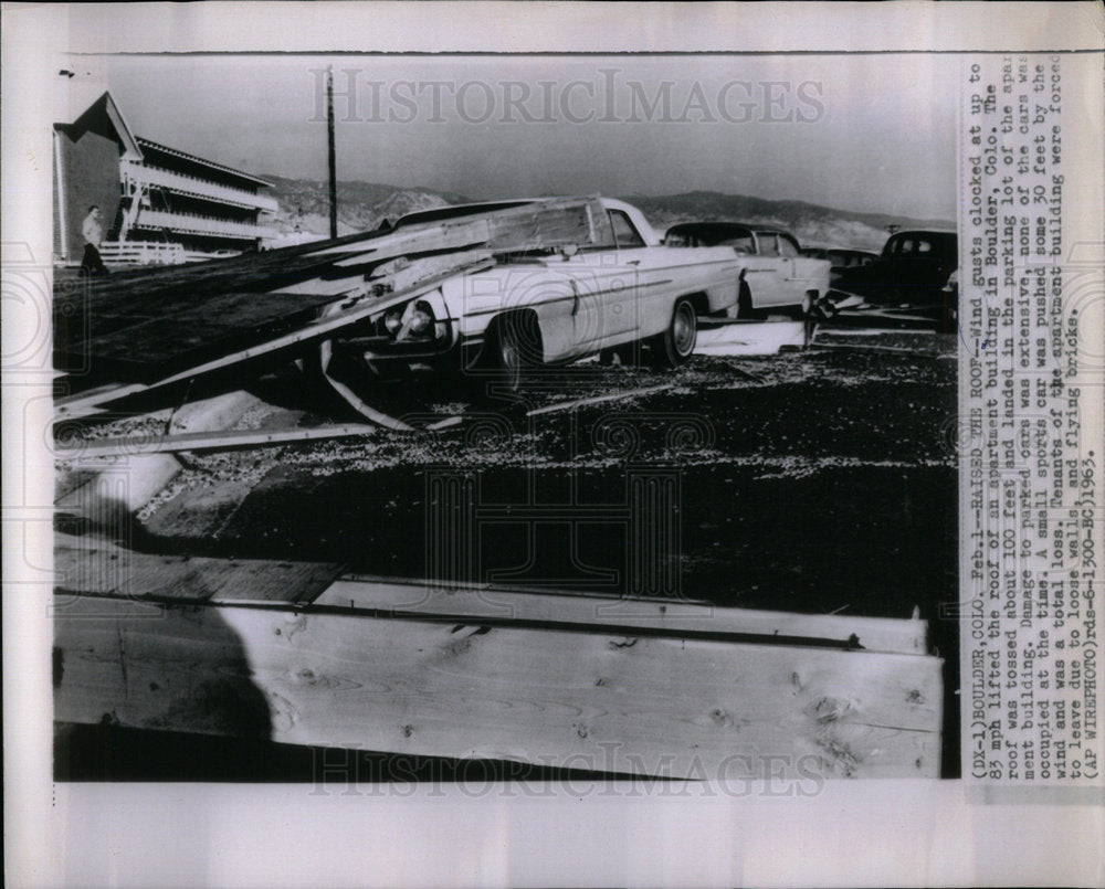 1963 Wind gusts apartment building roof mph - Historic Images