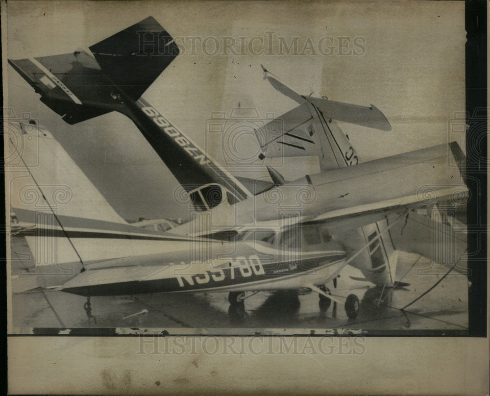 1975 Wind Damage light plane Tornado nile - Historic Images