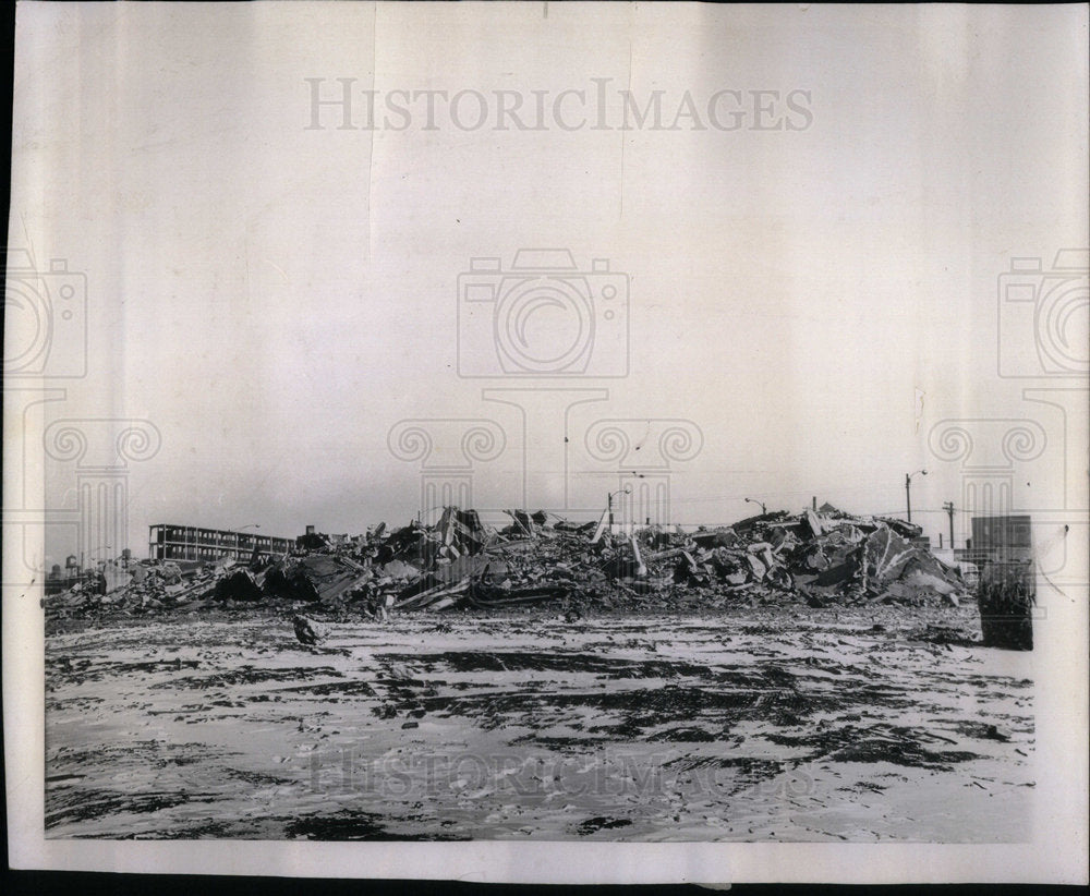 1961 Stock yard pile brick reinforce Rubble - Historic Images