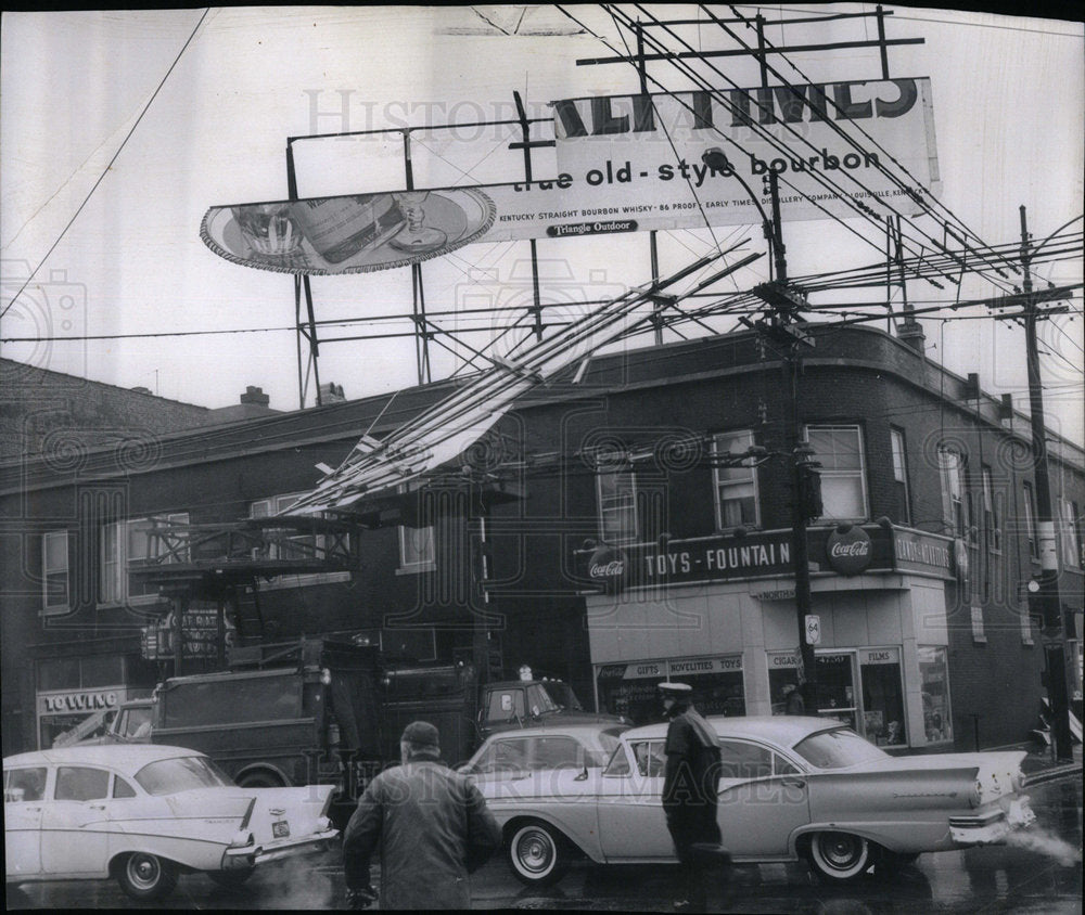 1961 Wind Billboard Chicago Damage - Historic Images